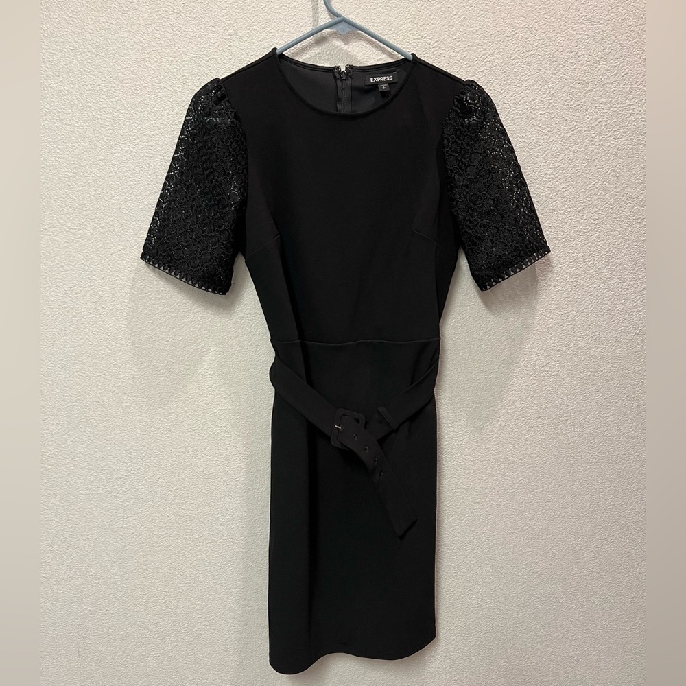 *NEW* EXPRESS Short Laced Sleeve Black Dress